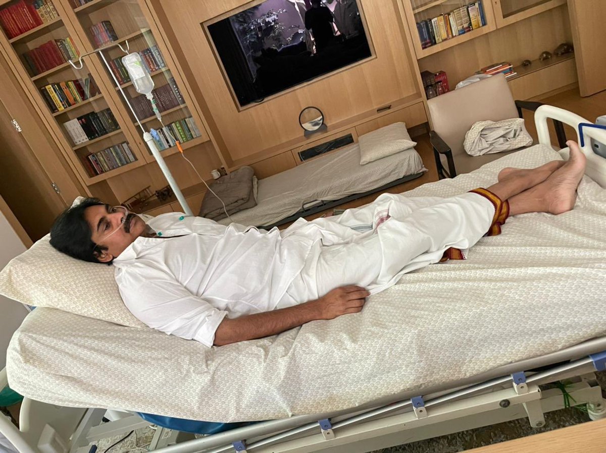 MeherRamesh's tweet photo. With the blessings of Lord Hanuman &amp; well wishers ,fans &amp;Janasainiks  our Dear #powerstar @PawanKalyan will bounce back with full Health 😇 #GetVaccinated #staysafe #WearAMask https://t.co/WUZOEd3XPP