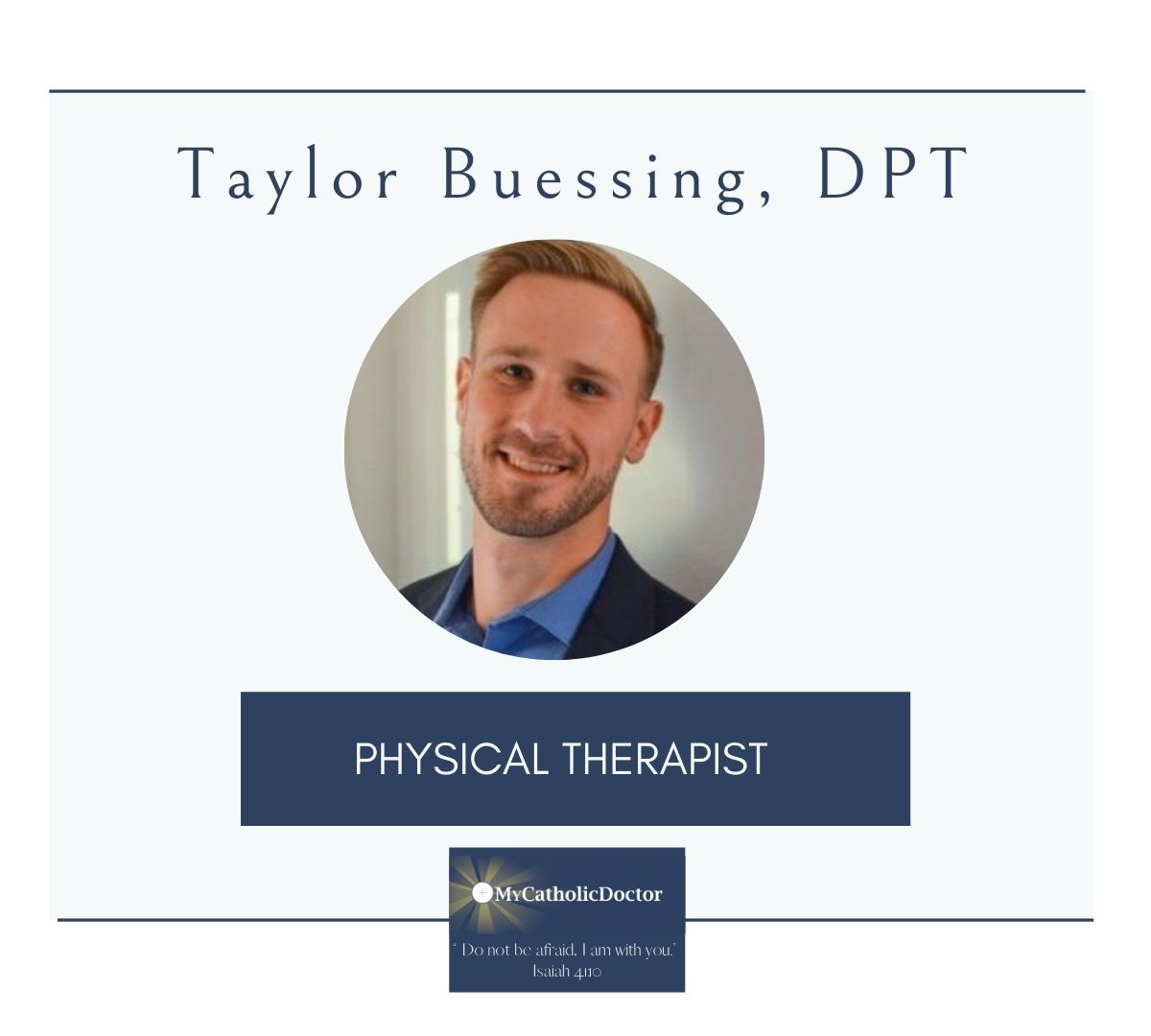 catholic_doctor's tweet photo. We would like to welcome Dr. Taylor Buessing to our team of providers!
As an outdoors enthusiast and adventure seeker, Taylor has a desire to help his patients heal and grow stronger in their everyday activities.
#physicaltherapy #catholicpt #catholicwellness #catholic https://t.co/rSK7Ass9gf