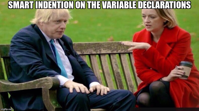 overflow_meme's tweet image. Smart indention on the variable declarations stackoverflow.com/questions/6712… #codeformatting #visualstudiocode