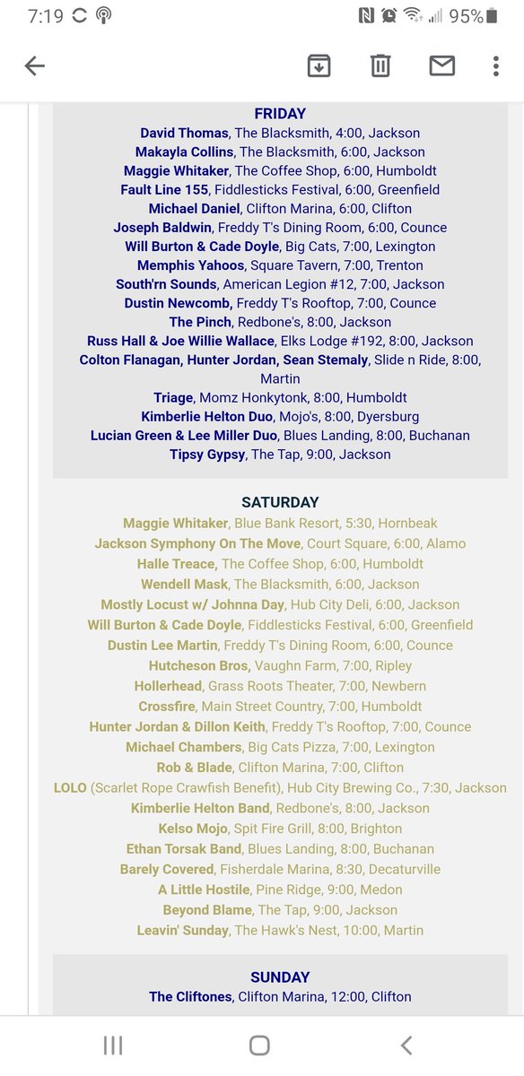 Pam_Blasingame's tweet photo. Live and Local is up and running this weekend in Jackson, TN. Take advantage of this beautiful weather to support our local musicians! #lovewhereyoulive

https://t.co/hvfGcRCqSZ https://t.co/rr9HKVAVIm