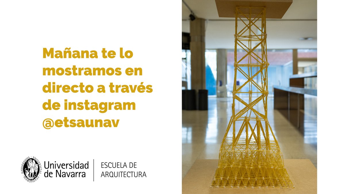 etsaunav's tweet photo. Mañana sábado de 9 a 14 h. acogemos el Concurso Nacional de Estructuras con #FSGroup #TETRACE
@ingenialma @nabrawind @CitiNavarra
+ 70 estudiantes y 3.000 € en premios
🧐 Atento a nuestra cuenta de instagram porque podrás ver la final en directo 📲 https://t.co/XcXV3KZm6p https://t.co/nQ2oHDusem