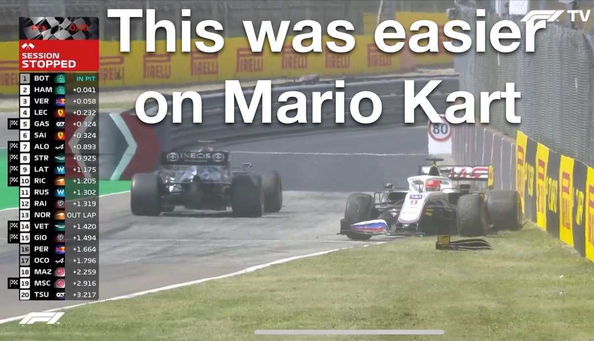 Dustworth's tweet photo. Mazespin foiled by a banana bunch! #F1 #Formula1 #mazespin #mazepin https://t.co/J68M0Vf4XM
