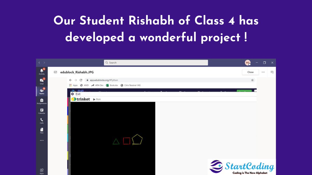 startcodingind's tweet image. Rishabh has developed a wonderful project in his Python coding classes. He is studying at Lawrence High School (Class 4) and decided to use what he learned in coding classes and do a small project on his own.
#Startcoding #pythoncodingforkids #coding  #fridayvibes #FridayThoughts