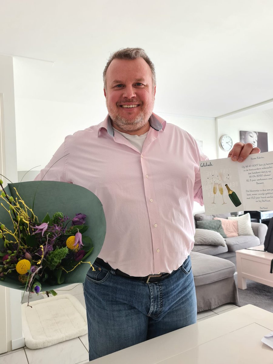 Wat een ontzettend leuke verrassing, een mooie bos bloemen omdat ik me (bijna) 13,5 jaar voor BeNext mag inzetten. Dank je wel BeNext!