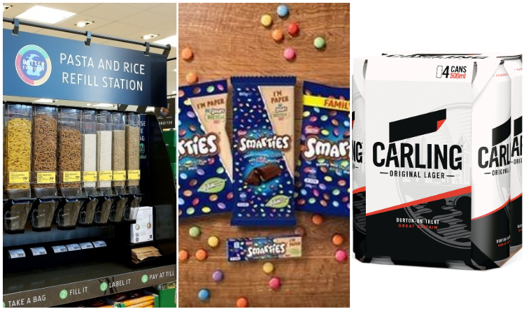 FoodManufacture's tweet photo. Packaging-free aisles in Aldi, paper packs for Smarties and cardboard beer sleeves all feature in our latest food and drink packaging round-up https://t.co/5kvJTYyCqY https://t.co/zQzst87VdQ
