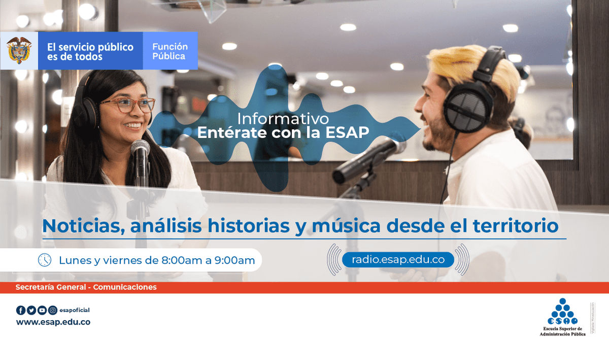 ESAPOficial's tweet photo. 🔴🎙️#RadioESAP #EnVivo
Hoy en nuestro informativo hablaremos de la participación de cerca de 👩 200 mujeres en el curso de empoderamiento político entre la #UniESAP y la Secretaría de la Mujer del Valle del Cauca.
⏰8:00 a.m. y 1:00 p.m.
📻 https://t.co/Dy04uzNmZy https://t.co/w3frT9LwNk