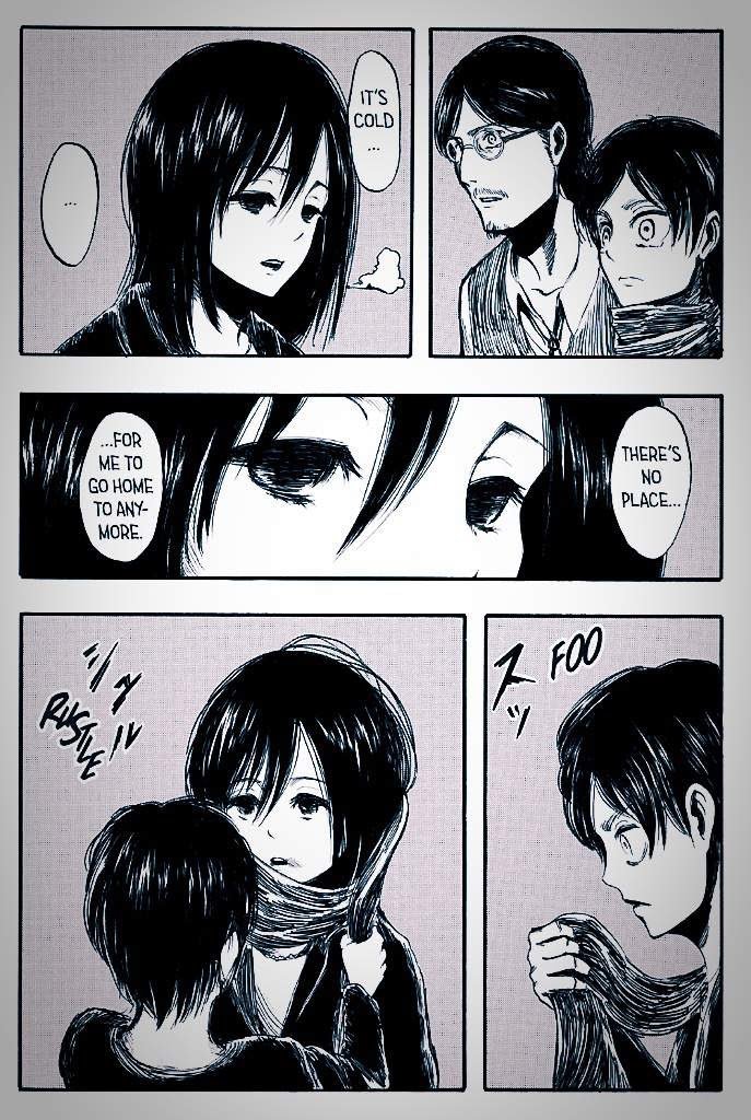 Eren and Mikasa meet when he saved her from kidnapers. That moment Eren not only saved her, but he also gave Mikasa new home and family