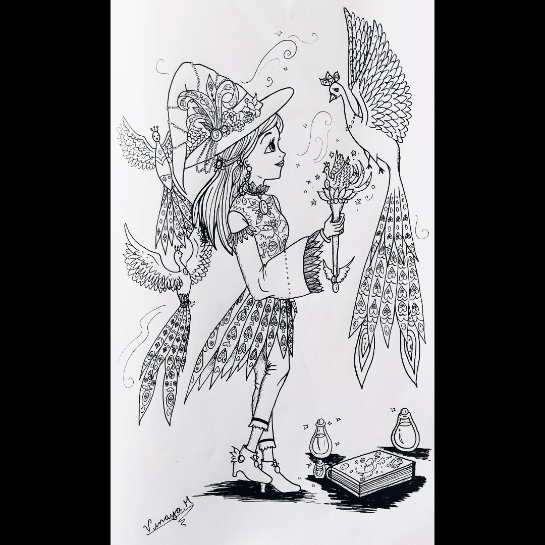 artistlife92's tweet photo. Another #BirdWitch pic. Done it last week Drawing Pen on notebook. Samantha summoning Phoenix like spirits. #Witch #MagicalBirds #Nature #Beautiful #CostumeDesign #Art #Birds #FashionDesign #InkArt #Inkwork #MagicSpells
#WitchSummoning #MagicBook #Potion #InstaArtist https://t.co/vhp1eGFDmp