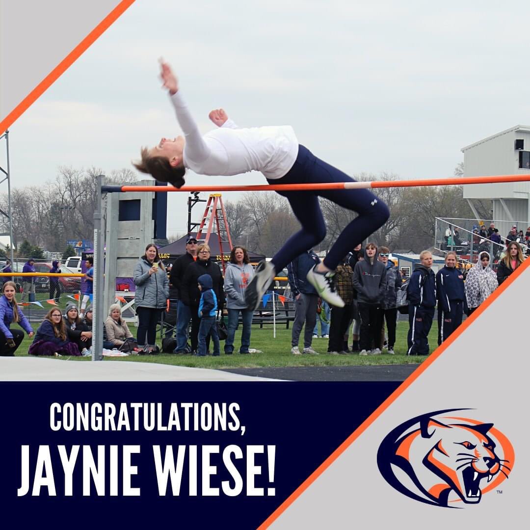 MNWCoverage's tweet photo. Congrats to Jaynie Wiese on setting a new high jump record of 5'4" last night! Jaynie not only set a new meet record, but also a new school record by beating the previous school record of 5'2 3/4" set by R. Schultz in 1997. Jaynie now sits 6th in the state &amp; 2nd in Class 2A! 👏😁 https://t.co/d60Ib5PRMn