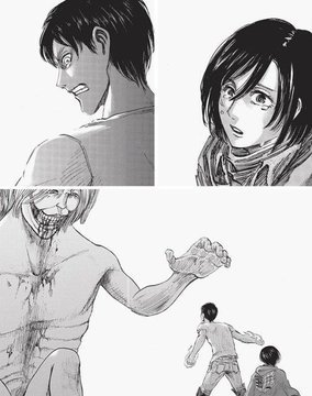 One of the most inmportant moment is this. Eren love Mikasa so much that he punch titan with bare hand just to safe her. In this moment Eren promest Mikasa that he will wrap scarf around her as much as she want, forever