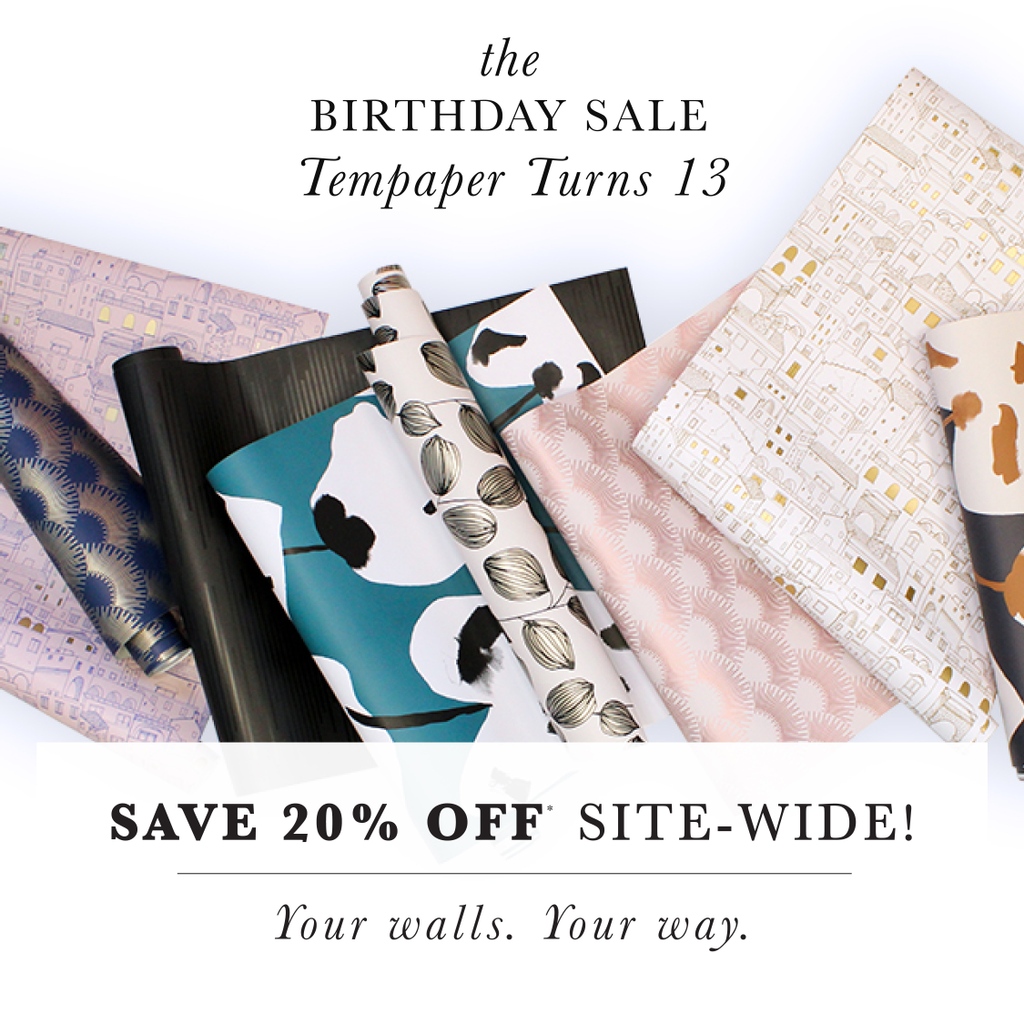 It’s our birthday this month! 🥳  Enjoy 20% off orders over $150.⁠ #tempaperyourspace