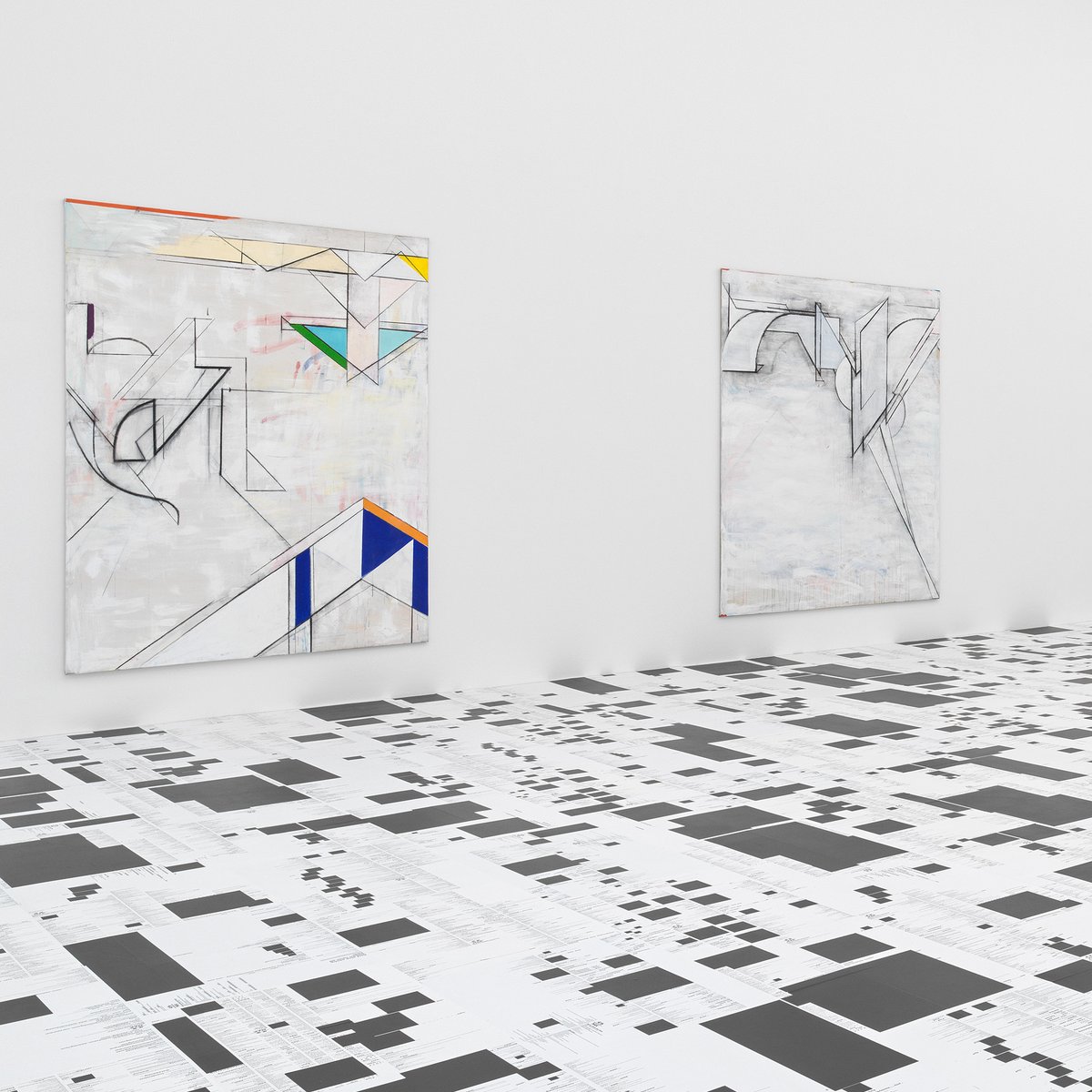 In den zwei grossformatigen Werken von Cristina Spoerri stehen geometrische und lyrische Setzungen in einem dynamischen Balanceakt. Zu sehen in der aktuellen Gruppenschau RESET. hauskonstruktiv.ch/enUS/collectio…