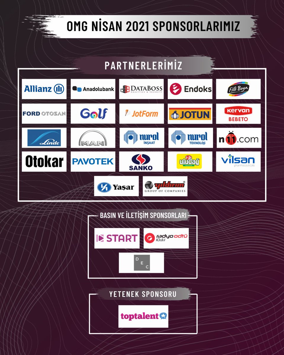 ODTÜ Mülakat Günleri Nisan 2021 sponsorlarımıza katkılarından ve desteklerinden ötürü teşekkür ederiz!

#odtumulakatgunleri #omg2021