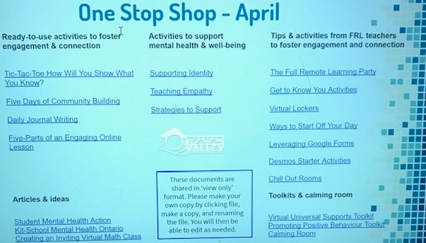 <a href="/tvdsb/">Thames Valley DSB</a> we know you are excited to see your students next week. We are reissuing (with a few updates) our One Stop Shop for Engagement. Log into your Google Drive to open this. We hope you find it useful. <a href="/TVDSBcares/">TVDSB Mental Health</a> @TVDSBSafeSchool 
docs.google.com/presentation/d…