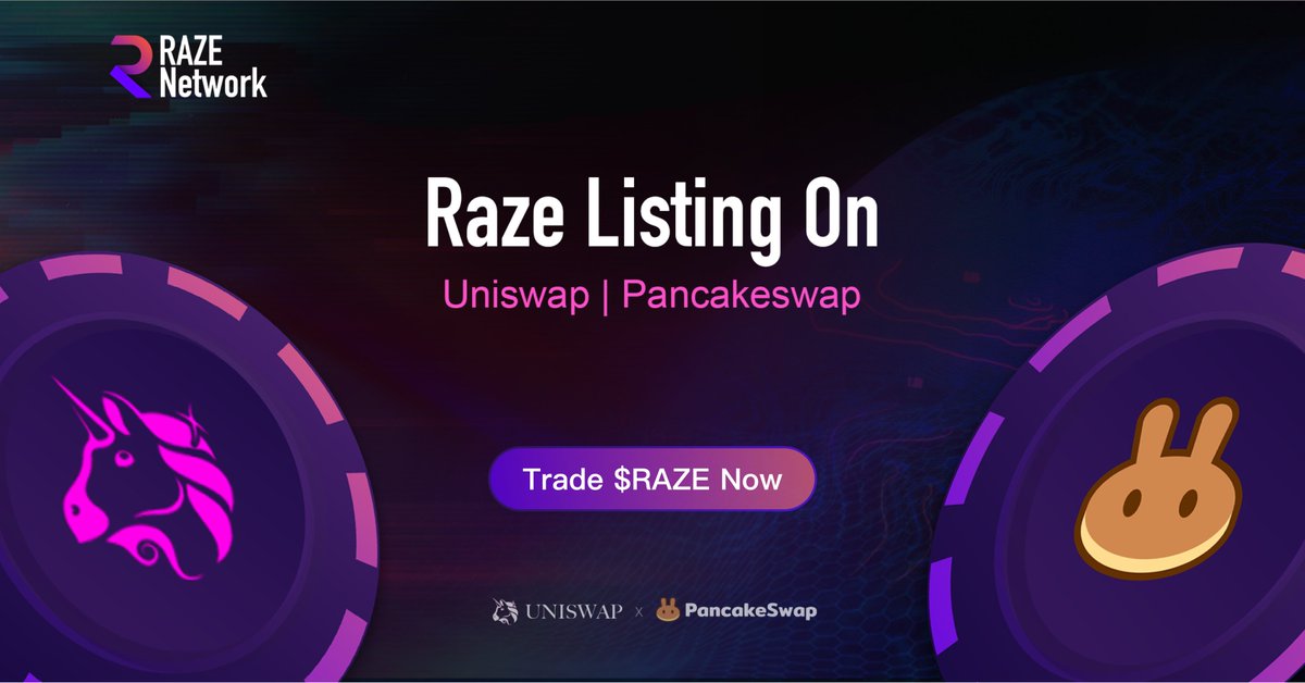 ISMELLBLOOD 🩸 (CAPTURED) (@r4ze_network) on Twitter photo 🎉🎉$RAZE is now officially listed on <a href="/Uniswap/">Uniswap Labs 🦄</a> and <a href="/PancakeSwap/">PancakeSwap</a>.
🦄🦄Uniswap RAZE/ETH Swap Link:
app.uniswap.org/#/swap?outputC…
🥞🥞Pancakeswap RAZE/BNB Swap Link:
exchange.pancakeswap.finance/#/swap?outputC…
🌕🌕Trade $RAZE Now!
#Privacy #DeFi #Polkadot #100x #Moon 🎉🎉$RAZE is now officially listed on <a href="/Uniswap/">Uniswap Labs 🦄</a> and <a href="/PancakeSwap/">PancakeSwap</a>.
🦄🦄Uniswap RAZE/ETH Swap Link:
app.uniswap.org/#/swap?outputC…
🥞🥞Pancakeswap RAZE/BNB Swap Link:
exchange.pancakeswap.finance/#/swap?outputC…
🌕🌕Trade $RAZE Now!
#Privacy #DeFi #Polkadot #100x #Moon