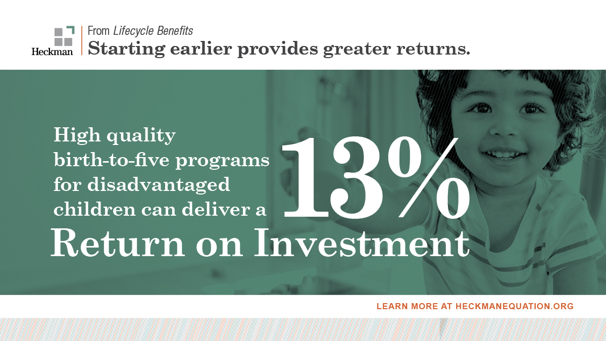 heckmanequation's tweet photo. Quality early childhood education programs for disadvantaged children have high rates of return and warrant public investment. Hear from Professor Heckman, business leaders and policymakers about the value of #ECE: https://t.co/omvDPUdbQe https://t.co/RZaM7HjsLa