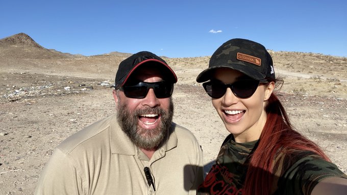 4 pic. Such a great day at the range with @mileslong4real yesterday in the Nevada Badlands ⛰☀️🐍 #RangeDayFridays