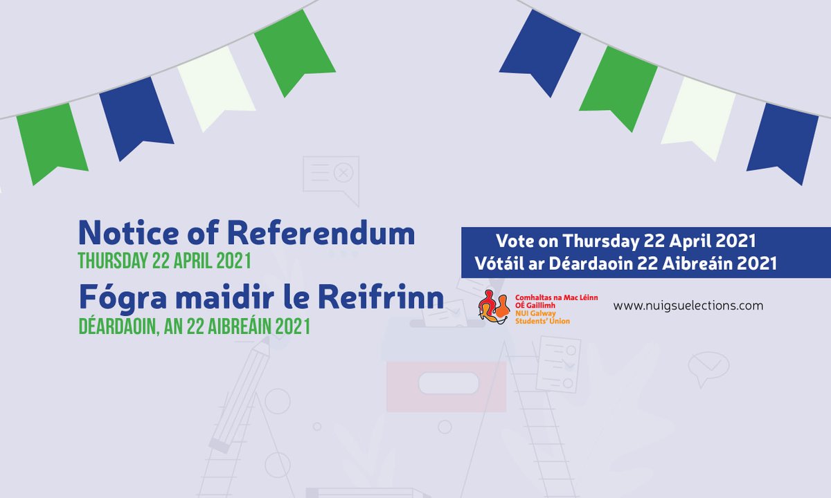 UniOfGalwaySU's tweet photo. 🚨Vote Today 🚨

Get voting 9am-9pm today Thurs 22nd April to elect your SU full time officers for 2021/22 and vote in the Student Levy Referendum

VOTE HERE 
https://t.co/5o0Cpq8DeX

#NUIGWhatsOn #NUIGSU21 #LevyReferendum #YourVoiceYourChoice https://t.co/WIA4Mxe964