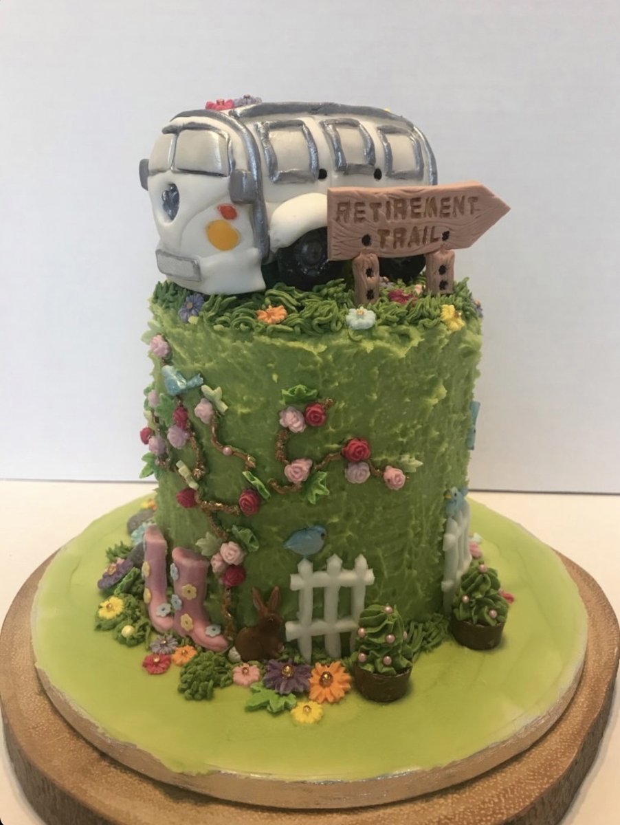 GlickGiftWrap's tweet photo. Becky visited Karen Ford this week for her retirement lunch armed with goodies. The cake was specifically themed as Karen is moving to North Yorks for the walking and beautiful countryside and has bought a white camper van! Enjoy your retirement Karen! #retirement #campervan https://t.co/jp6ZEAhCKF