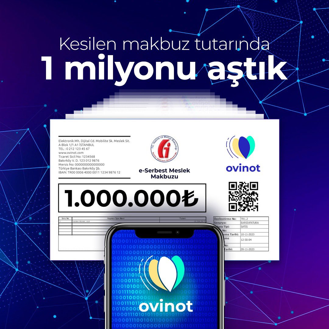 ovinotcom's tweet photo. Hızlı, kolay ve güvenilir Ovinot uygulamasıyla kesilen makbuz sayısı ve miktarı her geçen gün artıyor! 

#ovinot #emakbuz #efatura #earşiv #esmm #makbuz #fatura #ödeme #tahsilat #avukat #dişhekimi #doktor #veteriner #eczacı #muhasebeci #malimüşavir #psikolog #diyetisyen https://t.co/lYJ2shmHfh