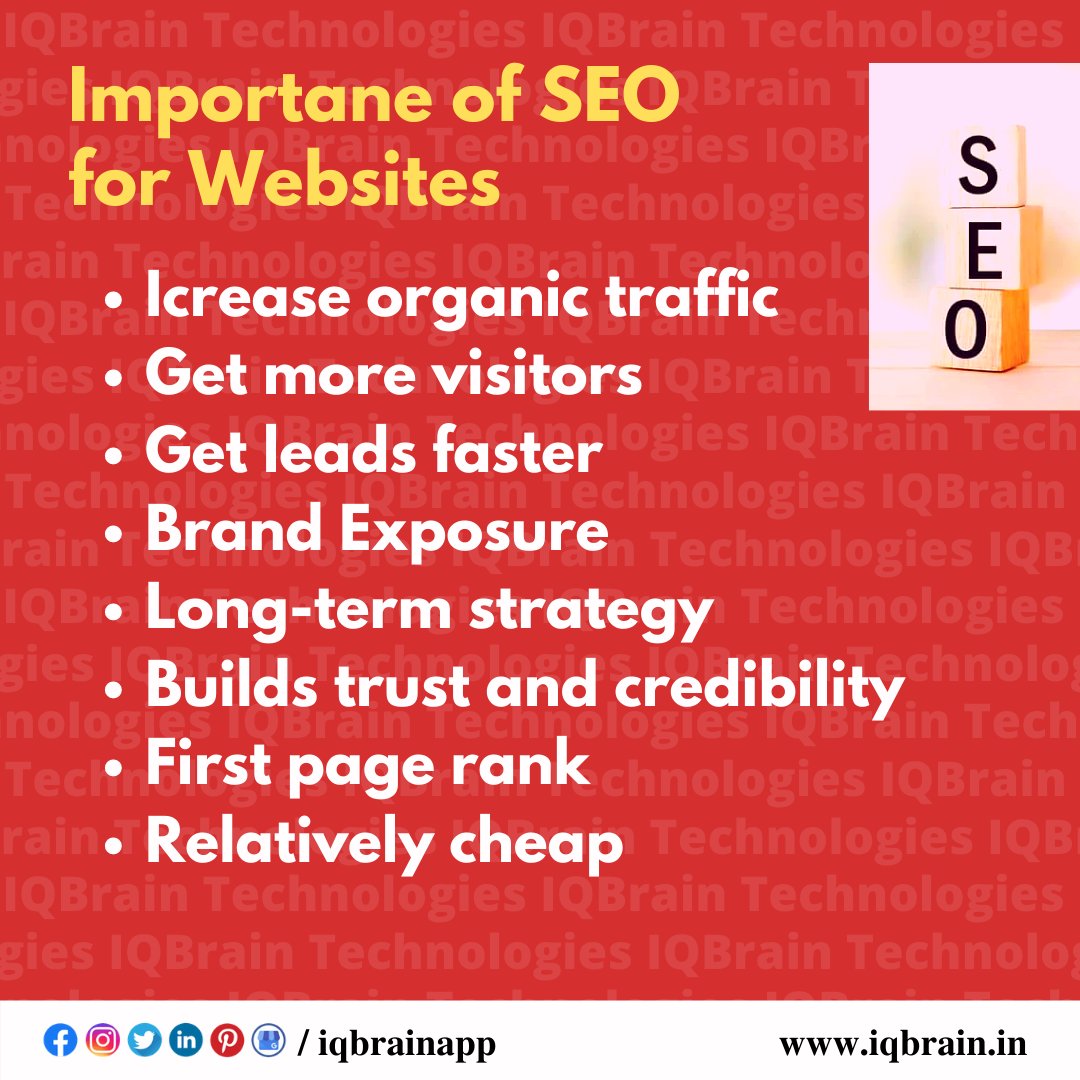 iqbrainapp's tweet photo. How important is SEO for every website? Visit now https://t.co/AxdvYcsuDH #seo #digitalmarketing #marketing #webdesign #branding #business #onlinemarketing #marketingdigital #contentmarketing #website #searchengineoptimization #google #advertising #instagram #marketingstrategy https://t.co/fmYx10raOl