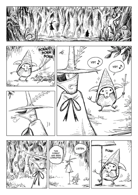 Merrivius and the Corrupted Forest
p 10-13/34
Next pages tomorrow.

#manga #OriginalContentArtist 