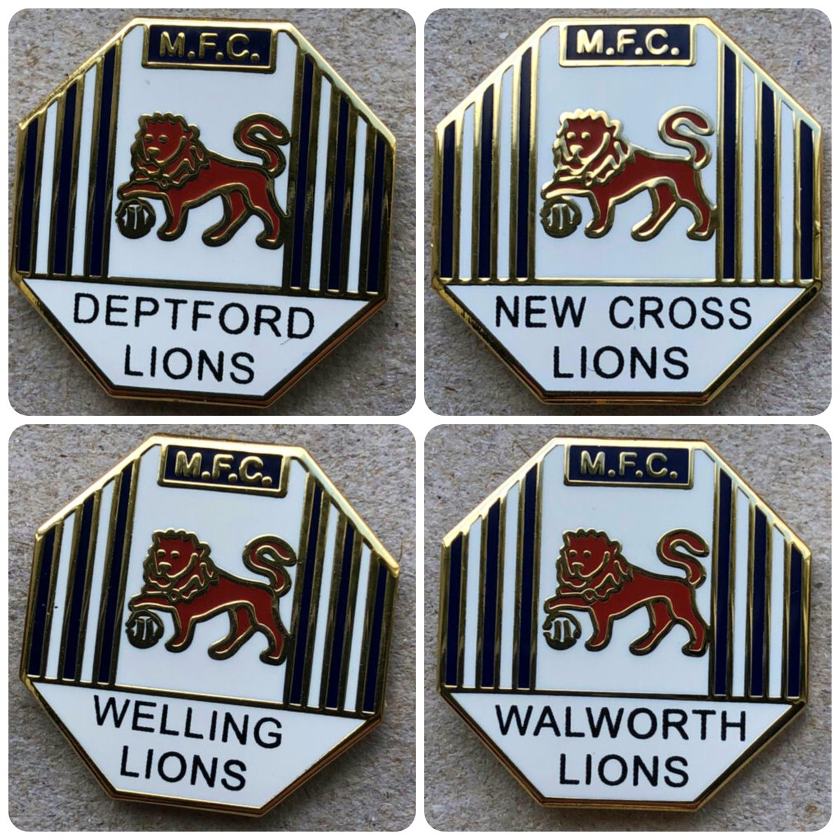 #millwall...pin badges....bod selling em ebay...few other manors to....just bought deptford one....will stick it on me golf cap