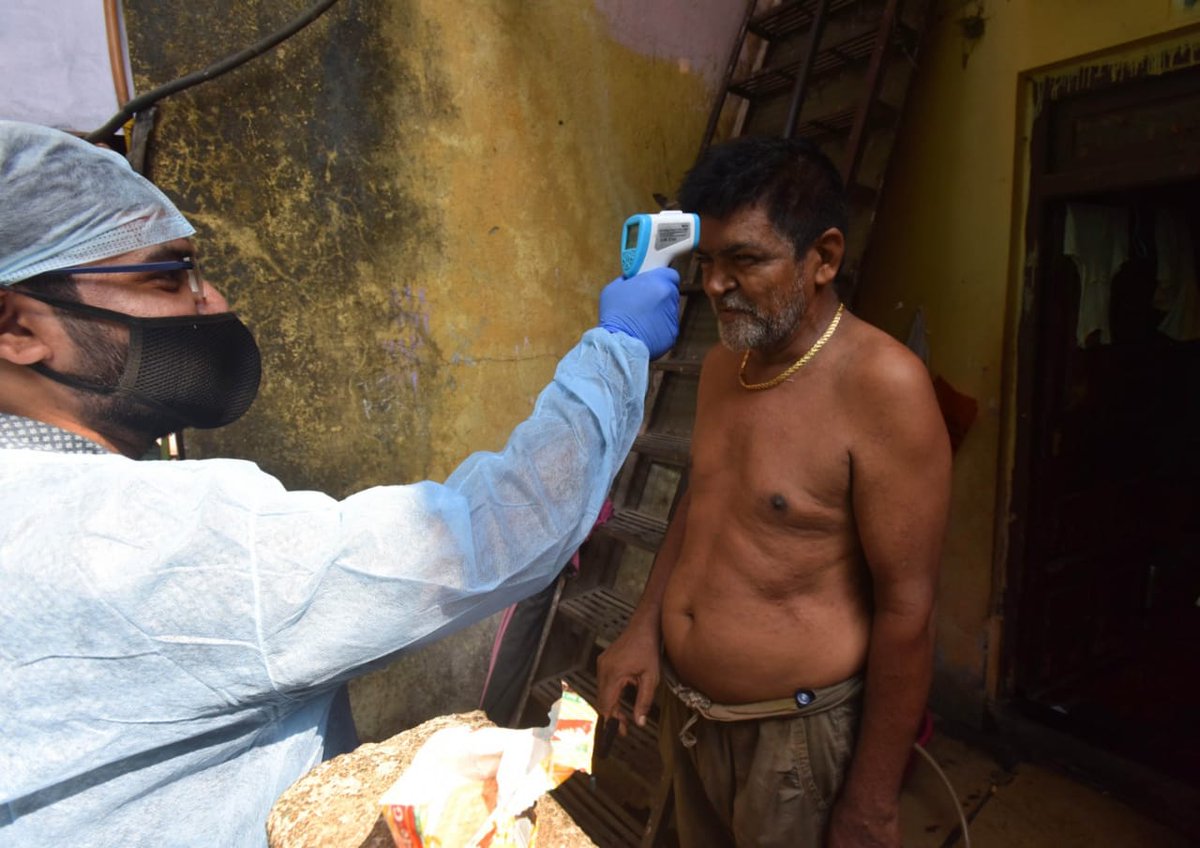 TOIMumbai's tweet photo. In the view of the increasing new #COVID19 cases in Mumbai, a doctor in the slums of Vikhroli's Tagore Nagar has taken up an initiative of door to door temperature checkup of residents.

Track all the latest news and updates on https://t.co/aP7lx4bnSR https://t.co/AAhNtCtD34