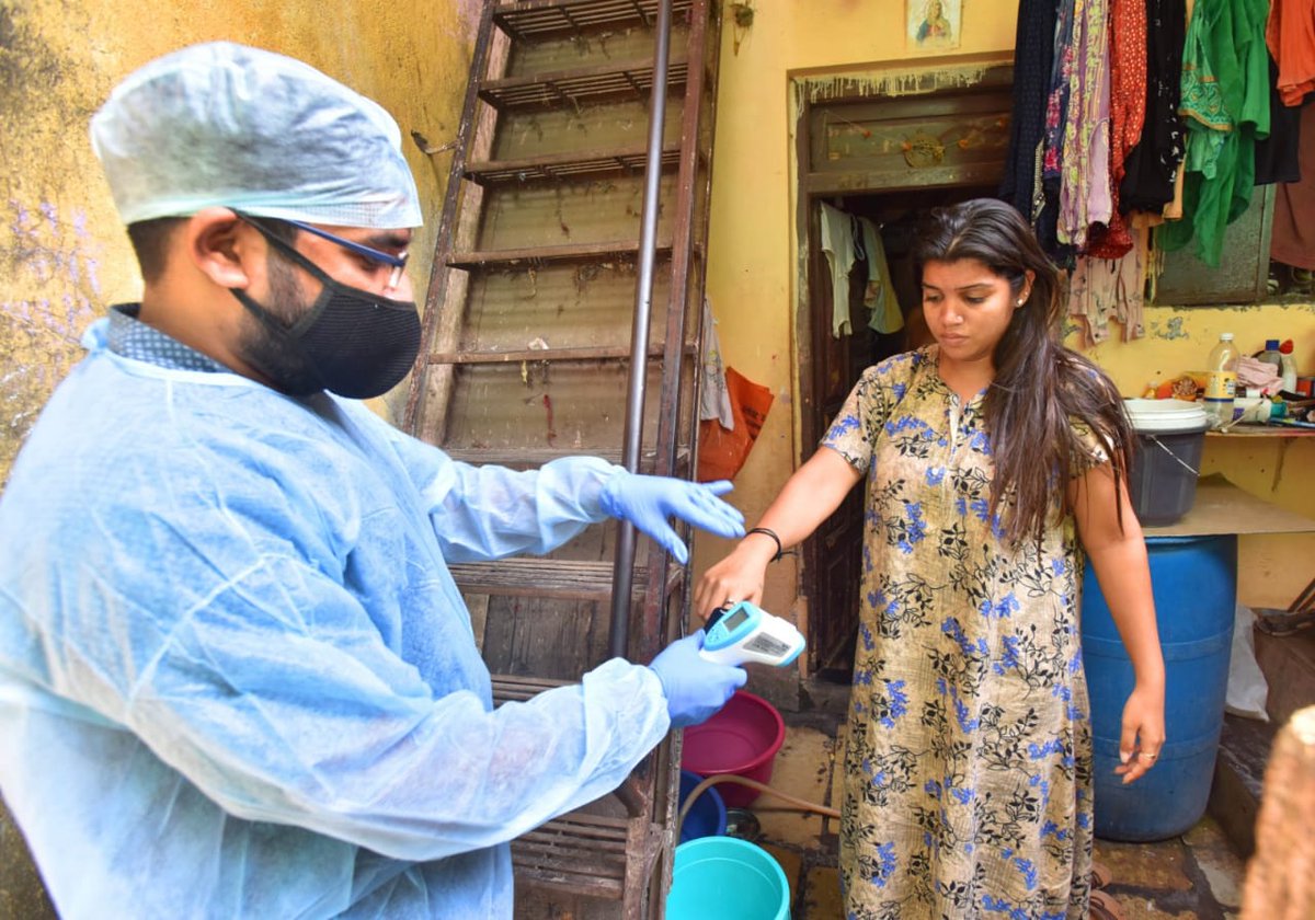 TOIMumbai's tweet photo. In the view of the increasing new #COVID19 cases in Mumbai, a doctor in the slums of Vikhroli's Tagore Nagar has taken up an initiative of door to door temperature checkup of residents.

Track all the latest news and updates on https://t.co/aP7lx4bnSR https://t.co/AAhNtCtD34