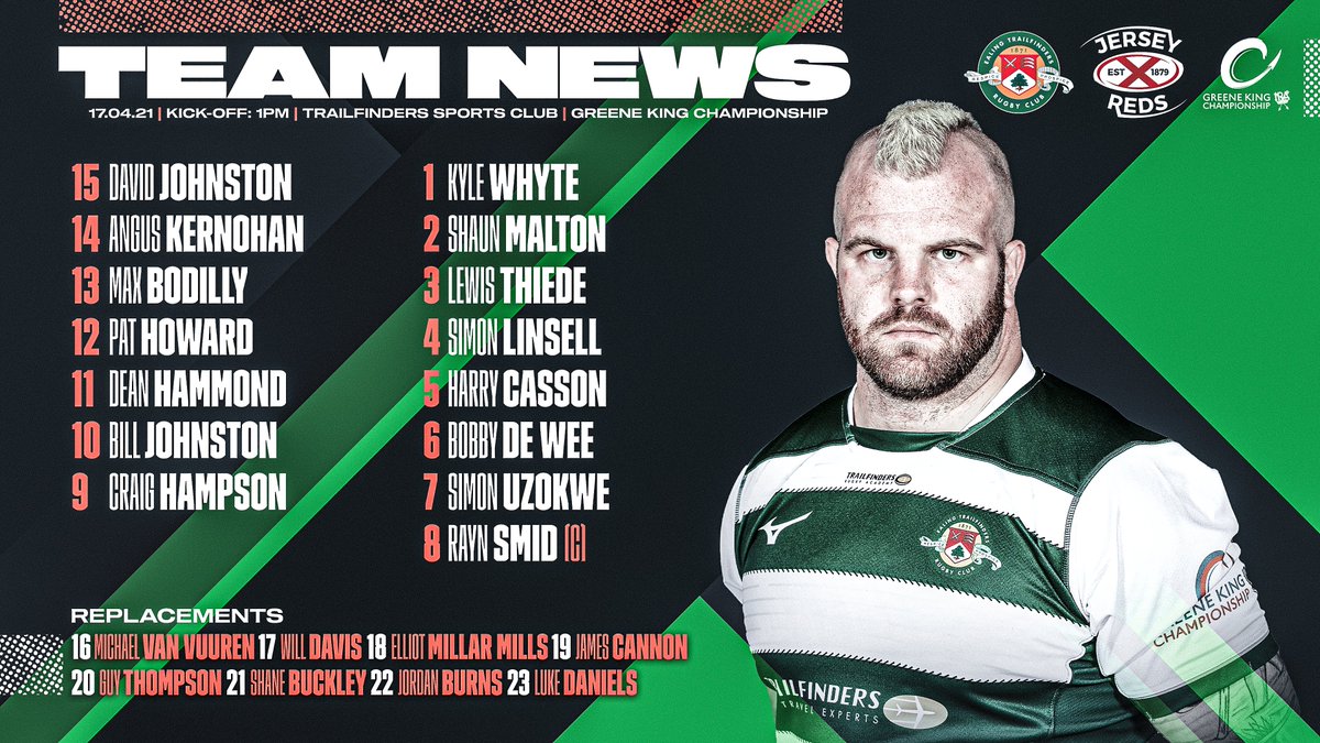 TEAM NEWS:

Our 23 to face Jersey Reds tomorrow at 1pm