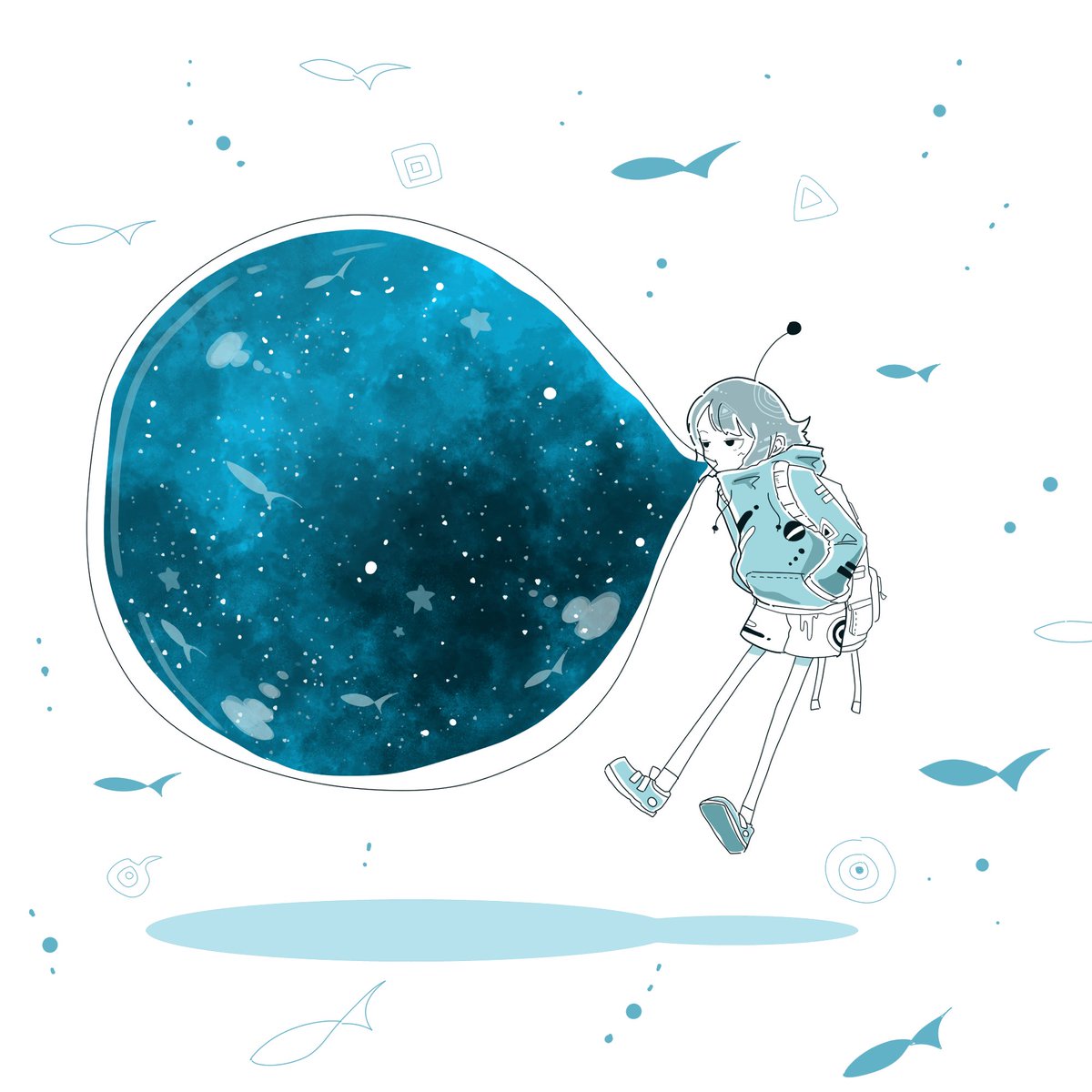 「宙イングガム

#イラスト 」|かずのこのイラスト