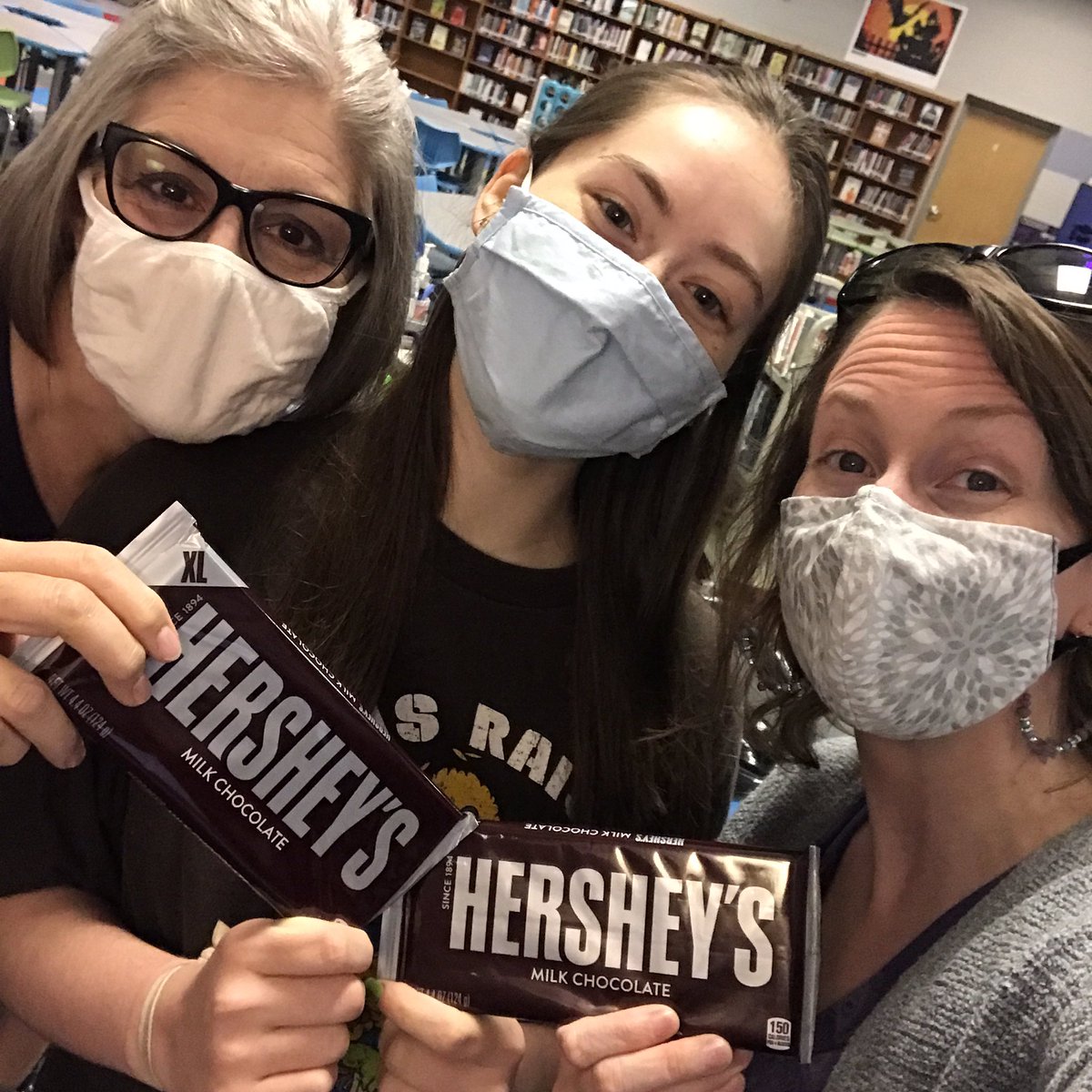 We usually post once a day, but law, we have to share the love from our #libraryregulars who knew that #nationallibrarianday was coming. We 💜 you, Rylie, as much as we 💜 #chocolate! 
.
.
.
#nationallibrarymonth #highschoollibrary #library #read #books #panthernation