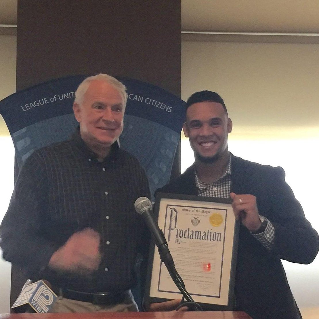 Today April 16th is Carlos Gómez Day in <a href="/cityofmilwaukee/">City of Milwaukee</a> Here the Mayor of Milwaukee @MayorOfMKE presented me with the official proclamation of Carlos Gómez Day for serving the Latino community in Milwaukee with the Carlos Gómez Scholarship. Thank you Milwaukee!