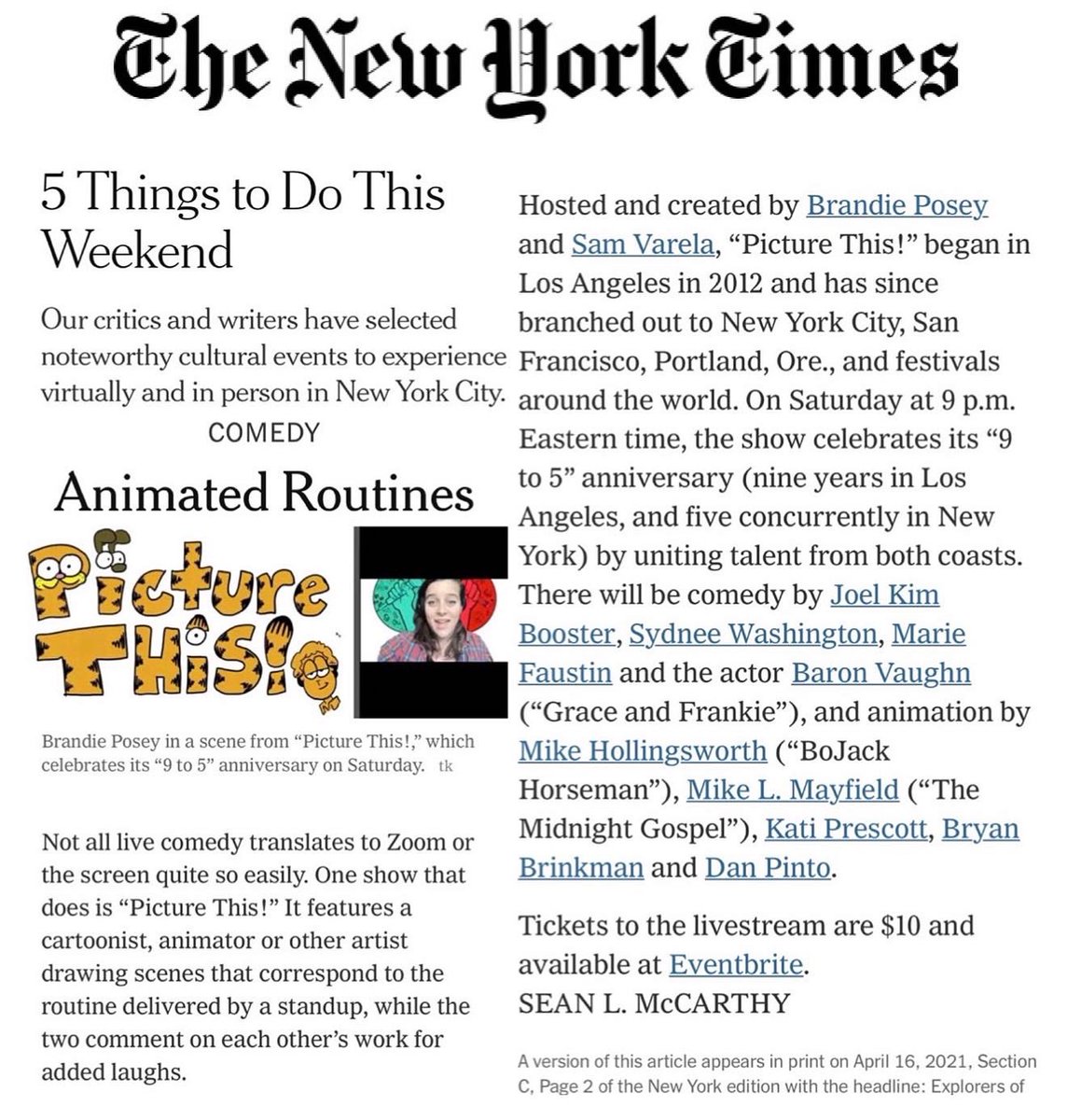 Picture This! 🎨 🎭 (@picturethisshow) on Twitter photo Thanks <a href="/nytimesarts/">New York Times Arts</a> for recognizing our big 9 to 5 anniversary! Join us to celebrate tomorrow SATURDAY 4/17 6p PT / 9p ET! Tickets at PictureThisShow.com see you there! Thanks <a href="/nytimesarts/">New York Times Arts</a> for recognizing our big 9 to 5 anniversary! Join us to celebrate tomorrow SATURDAY 4/17 6p PT / 9p ET! Tickets at PictureThisShow.com see you there!