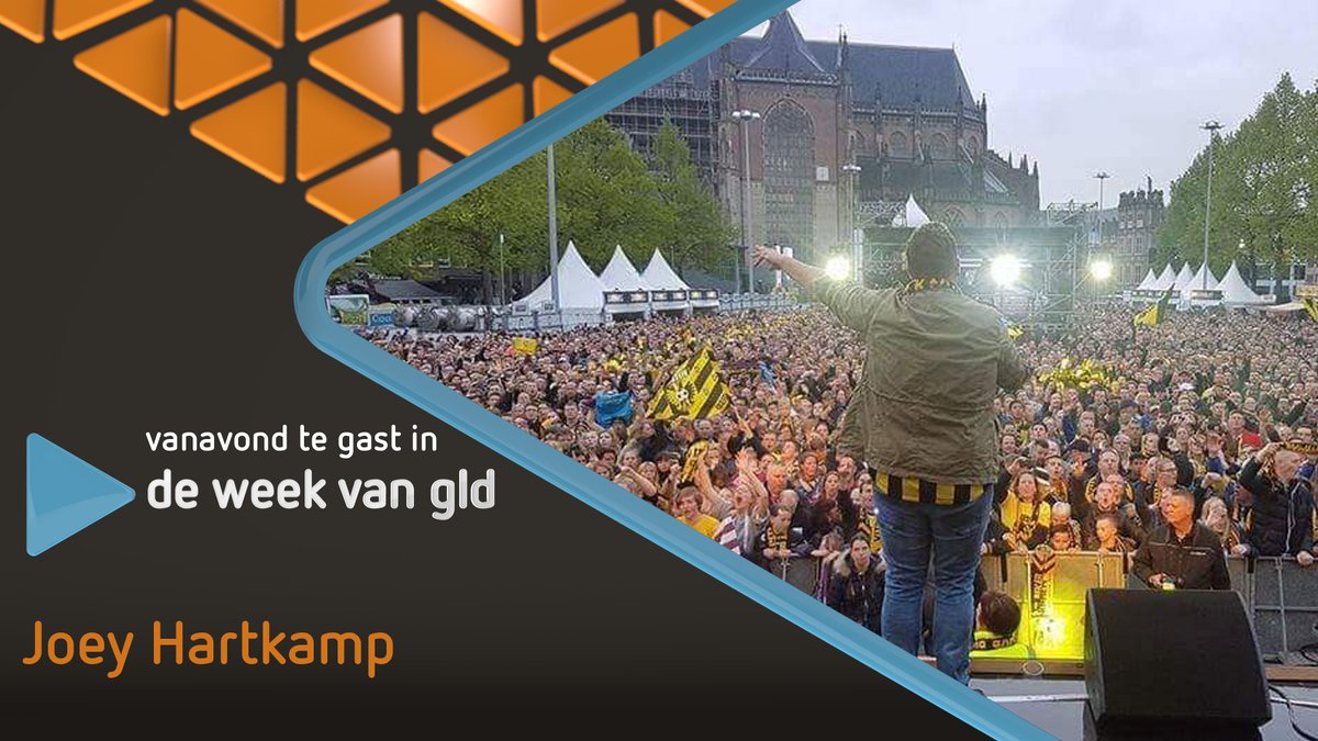 Heel Arnhem kleurt ‘geel-zwart'! Vitesse-fan in hart en nieren <a href="/JoeyHartkamp/">Joey Hartkamp 🎤</a> volgt zijn club op de voet, al zolang hij zich kan herinneren. Vanavond zingt hij ‘Ernems Trots’ in de #weekvangld #Eredivisie <a href="/MijnVitesse/">Vitesse</a>