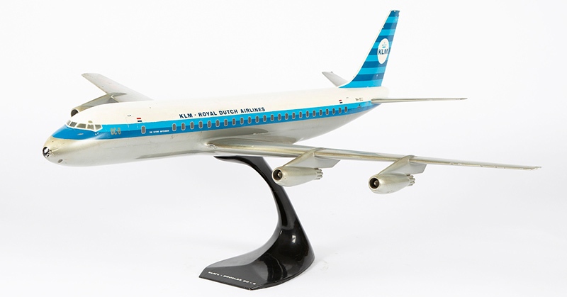 A scale model of the KLM 'The Flying Dutchman' Douglas DC-8 by Verkuyl of the Netherlands.

#classicalantiques #aeronauticalantiques #opticalantiques #C20thantiques #londonantiques #chelseaantiques #kingsroad #reopening #shopping #luxury