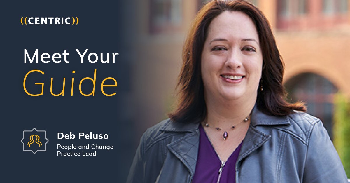 centric's tweet photo. Deb Peluso, a lead for our People and Change practice, is here to help you develop a new mindset on how to lead significant shifts within your company through strong people alignment and preparation. https://t.co/38FOWhXR1U #MeetYourGuide https://t.co/fN3guhUI05