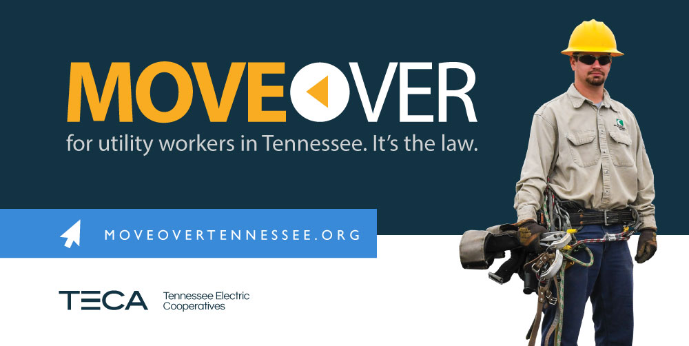 TNELECTRIC's tweet photo. You have the power to keep our lineworkers safe. Move over for roadside utility crews. #moveoverTN https://t.co/4huS3VvyQ4