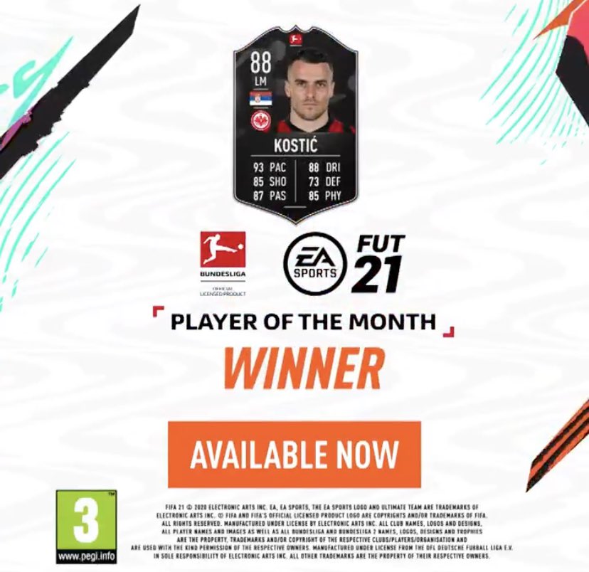UmaUT1's tweet photo. Kostić es el #potm de la #Bundesliga https://t.co/gVYFmBgWD8