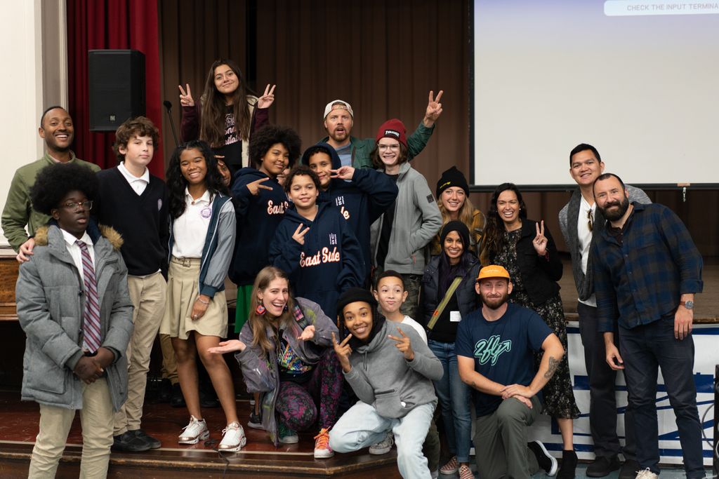 Flashback to screening 'The Fourth Phase' with <a href="/TravRice/">Travis Rice</a> at East Side Community HS in NYC 2019 👊🏂 #fbf