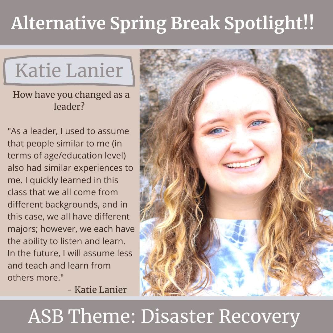 UNC_APPLES's tweet image. Meet Katie Lanier! She is from Wilmington, NC and a Biology and Sociology double major. She is also a participant of the remote Alternative Spring Break trip!! Katie shares her experience and her takeaways from the program.