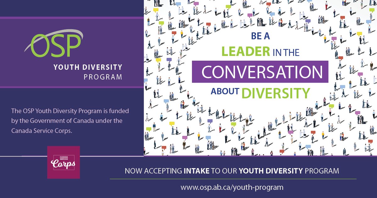 Are you a youth (aged 15-30) who is passionate about #diversity and #inclusion? Are you interested in earning a certificate to put on your resume to differentiate yourself as a #diversityadvocate? Consider our free, online diversity program. Go to osp.ab.ca/youth