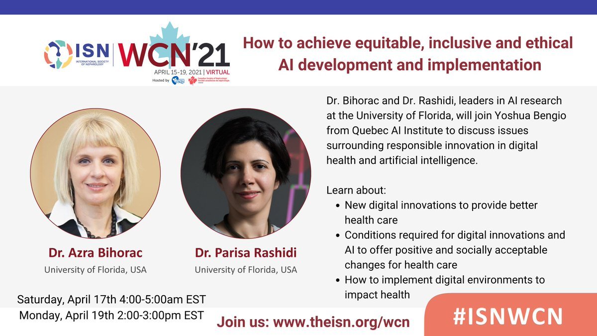 Excited to speak about #AIEthics tomorrow and Monday at #ISNWCN! I will be discussing artificial intelligence for augmented decision making in medicine.