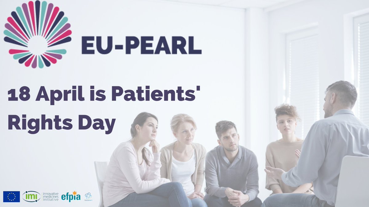 imi_eupearl's tweet photo. The 15th #EuropeanPatientsRightsDay is taking place this 18 April 2021.
But what is the @imi_eupearl project doing to support patients rights and meaningful involvement? 
Read our blog post to learn more: https://t.co/Dr5LFeMBHF @eupatientsforum @IMI_JU https://t.co/I4PglwT9SC