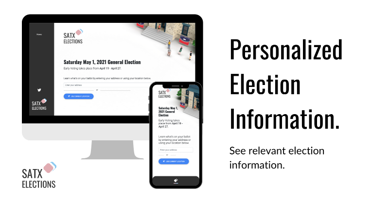 SATXElections's tweet photo. Join us in our mission to reinvigorate community engagement and election participation as we introduce feature-rich products.