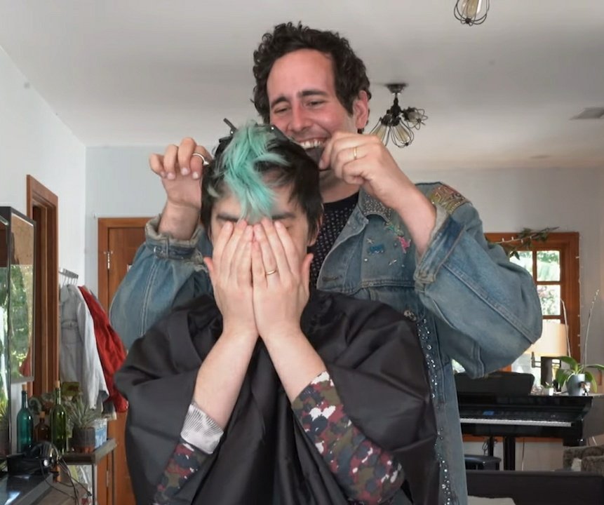 just my babies cutting each other's hair