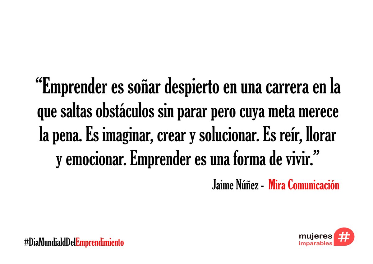 📣 #MujeresImparables en el #DíaMundialDelEmprendimiento. 💪

🗣 ¿Qué es para ti #emprender?

👉 Nos lo cuentan los #emprendedores <a href="/evacaravaca/">Eva María Caravaca</a> <a href="/jaimenunezc/">Jaime Núñez Cabeza</a> Ignacio Montaldo e Inma Peña.

#emprendimiento #talento #yoemprendo #pasiónporemprender
