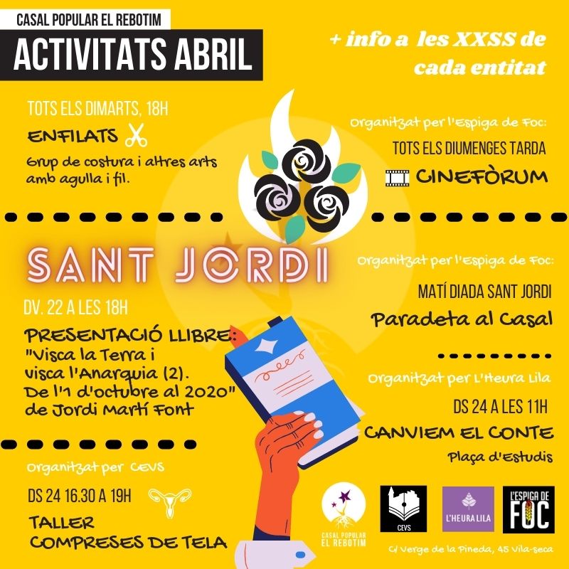 jordimartifont_'s tweet photo. 22 d'abril de 2021 a les 18h. Presentació al Casal Popular @elrebotim  de Vila-seca del llibre "Visca la Terra i visca l'Anarquia, 2. De l'1 d'octubre al 2021". https://t.co/Dsyv8Xz2BR