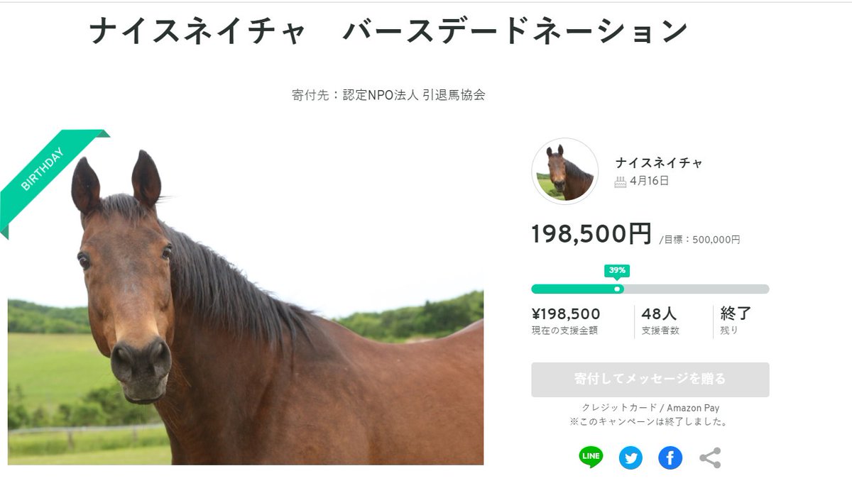 ナイスネイチャ 33歳のバースデードネーション 寄付イベントにファンが駆けつけて目標の10倍の金額に これまで支えてくれた方々がいるからこそ Togetter