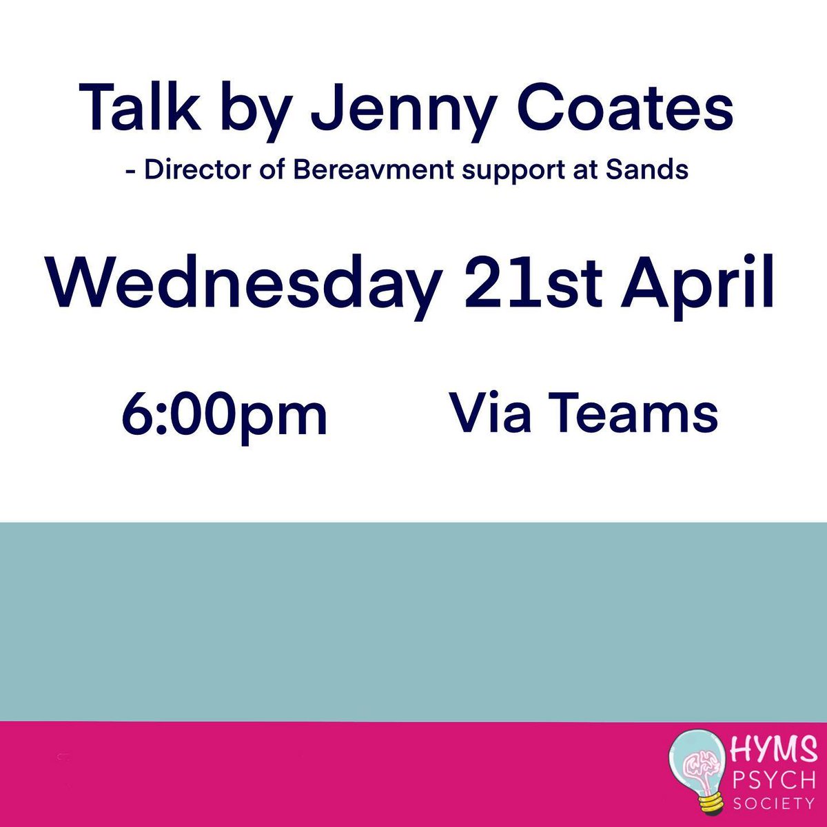 NEW TALK: This Wednesday we have the wonderful Jenny Coates from Sands talking about her experiences with bereavement, particularly in the perinatal period!
~Sign up form: forms.gle/z5VVs8DvducFMg…